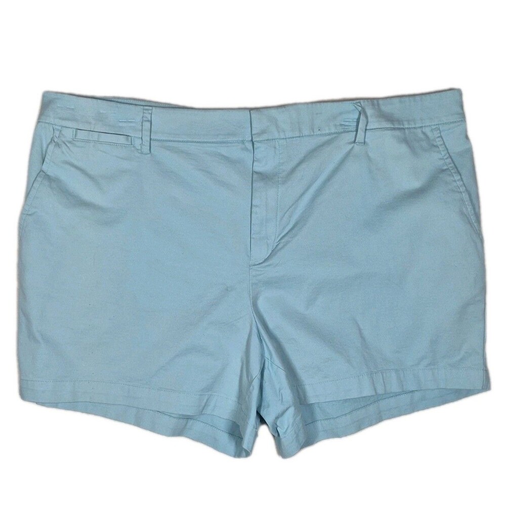 A New Day Women’s Shorts Size 18 Blue Stretch Chino Casual Summer Flat Front